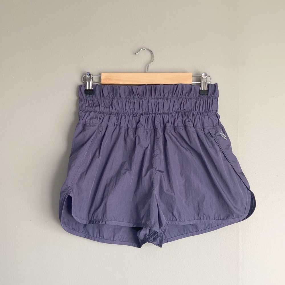 Free People Smocked High Waist Windbreaker Running Shorts